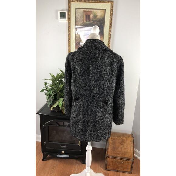 Kenneth Cole Wool Blend Peacoat Jacker Small White Black Speckled Double Bre - Picture 5 of 11